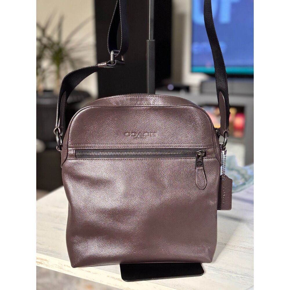 NWOT Coach Houston Flight Bag Metallic Brown Pebbled Leather Crossbody